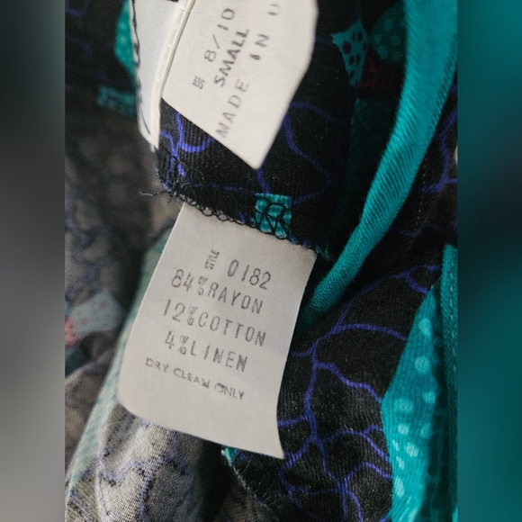 VTG 80s! Jeanne Marc "pumps and bows" Turquoise and Navy Dress Medium Size 8-10 - Picture 6 of 6